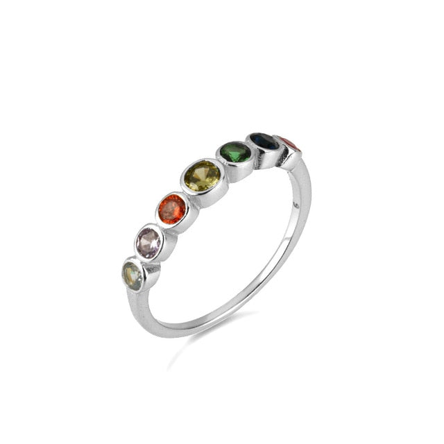 Roman Bezel Set Multi-color CZ Ring