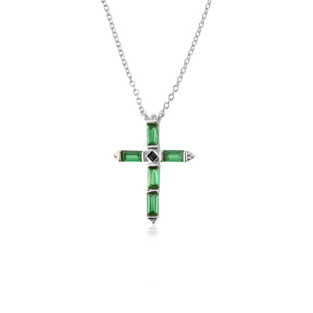 Tudor Baguette Cross Pendant Necklace