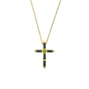 Tudor Baguette Cross Pendant Necklace