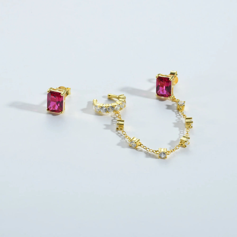 LUXE Jasmine Studs with Cuff Earrings