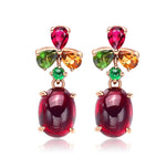 LUXE Gemstone Natural Garnet 18K Gold Drop Earrings