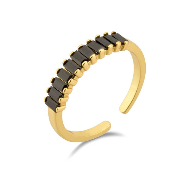 
            
                Load image into Gallery viewer, Baguette Half-Eternity Adjustable Ring
            
        