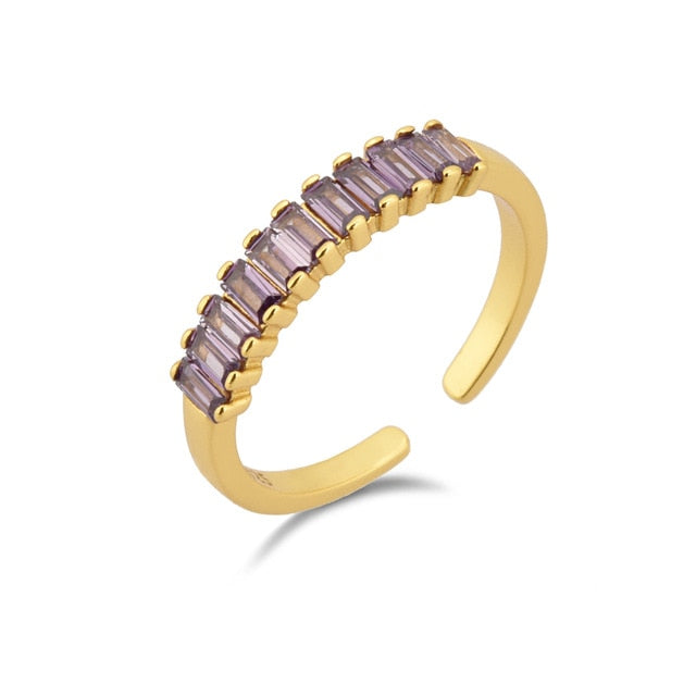 
            
                Load image into Gallery viewer, Baguette Half-Eternity Adjustable Ring
            
        