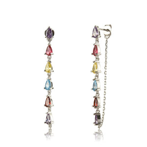 Pear Cut Long-Line Crystal Chain Studs