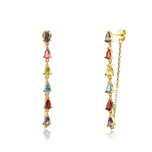 
            
                Load image into Gallery viewer, Pear Cut Long-Line Crystal Chain Studs
            
        