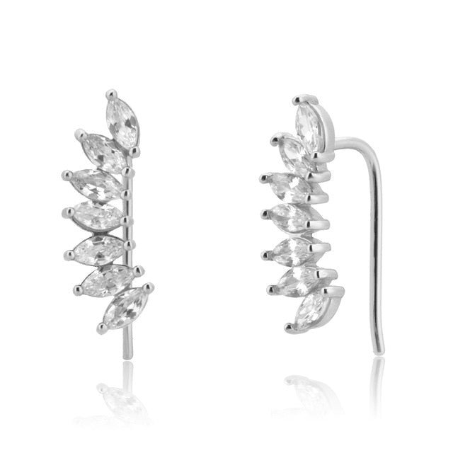 Marquise and Round Crystal Climber Stud Earrings