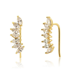 Marquise and Round Crystal Climber Stud Earrings