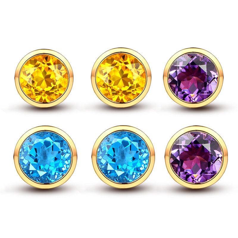 LUXE Gemstone 18K Gold Stud Earrings