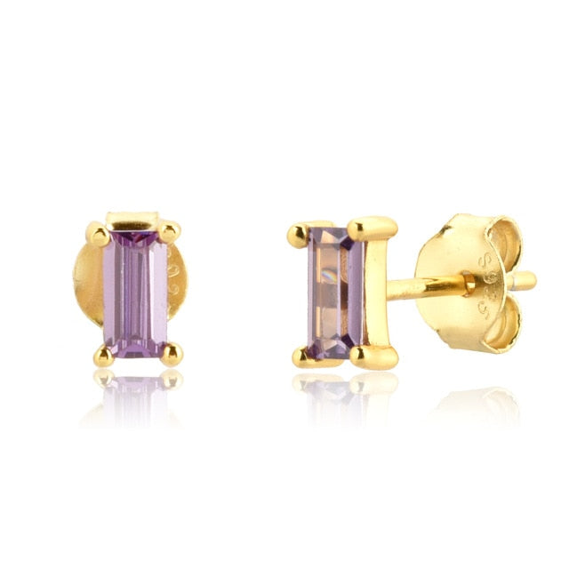 Solitaire Baguette Studs