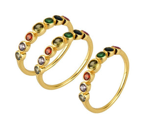 
            
                Load image into Gallery viewer, Roman Bezel Set Multi-color CZ Ring
            
        