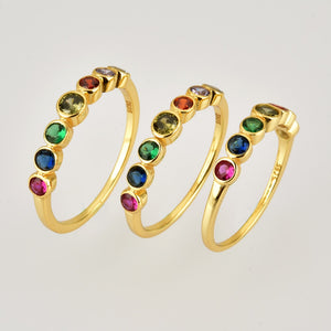 Roman Bezel Set Multi-color CZ Ring