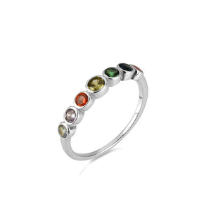 
            
                Load image into Gallery viewer, Roman Bezel Set Multi-color CZ Ring
            
        