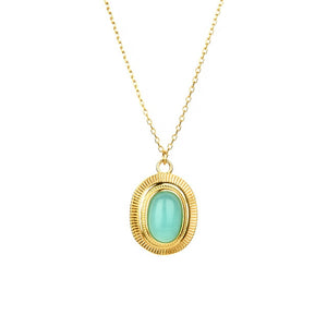 Roman Oval Stone Pendant and Chain