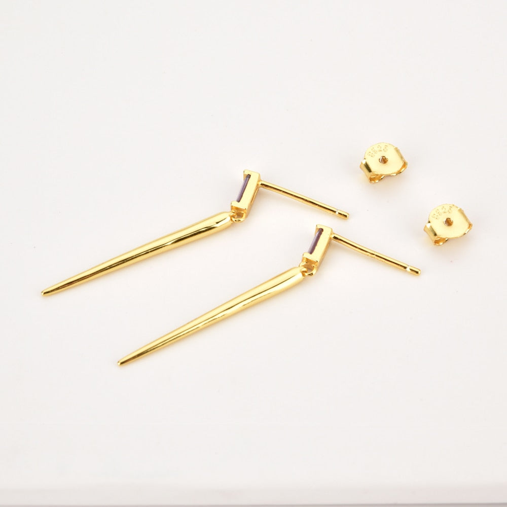 
            
                Load image into Gallery viewer, Solitaire Slim Spike Drop Earring
            
        