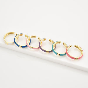 Enamel CZ Band Adjustable Ring Collection