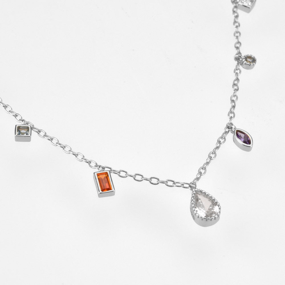Multi-Color Drop Station Necklace