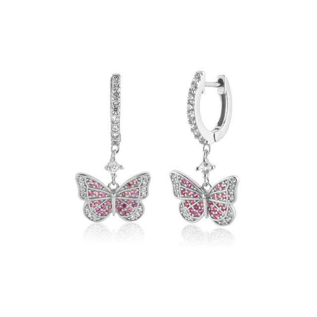 Butterfly Pendant Necklace and Drop Earrings POS