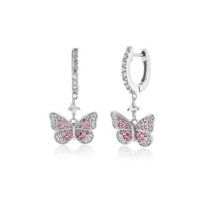 Butterfly Pendant Necklace and Drop Earrings POS