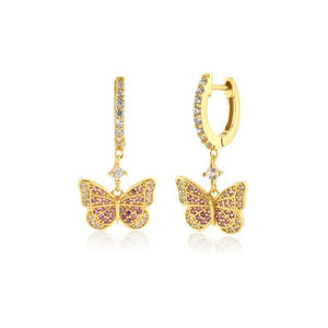 Butterfly Pendant Necklace and Drop Earrings POS