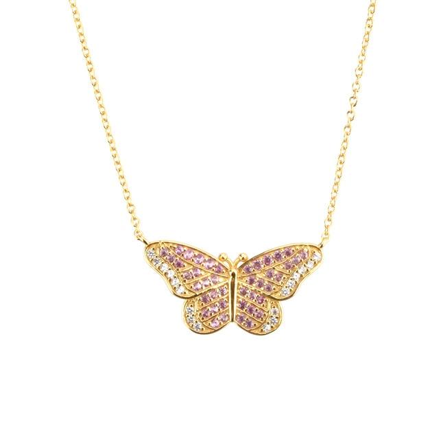 Butterfly Pendant Necklace and Drop Earrings POS
