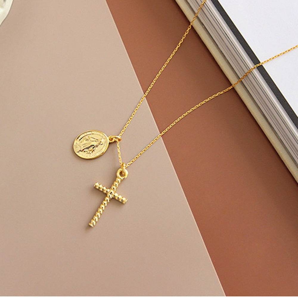 
            
                Load image into Gallery viewer, Double Pendant Cross Necklace
            
        