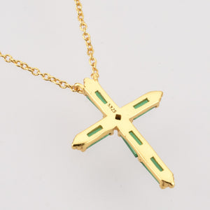
            
                Load image into Gallery viewer, Tudor Baguette Cross Pendant Necklace
            
        