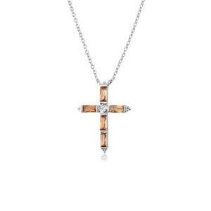 
            
                Load image into Gallery viewer, Tudor Baguette Cross Pendant Necklace
            
        