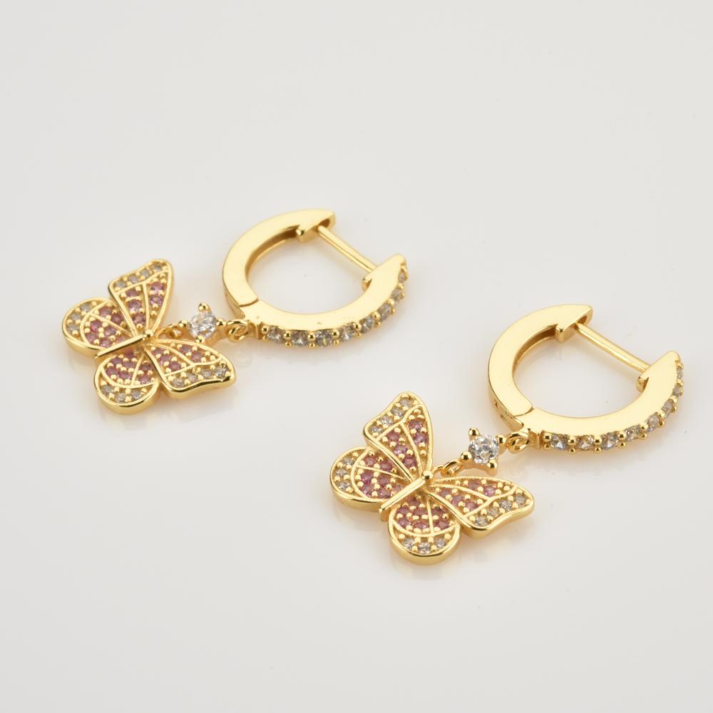 Butterfly Pendant Necklace and Drop Earrings POS
