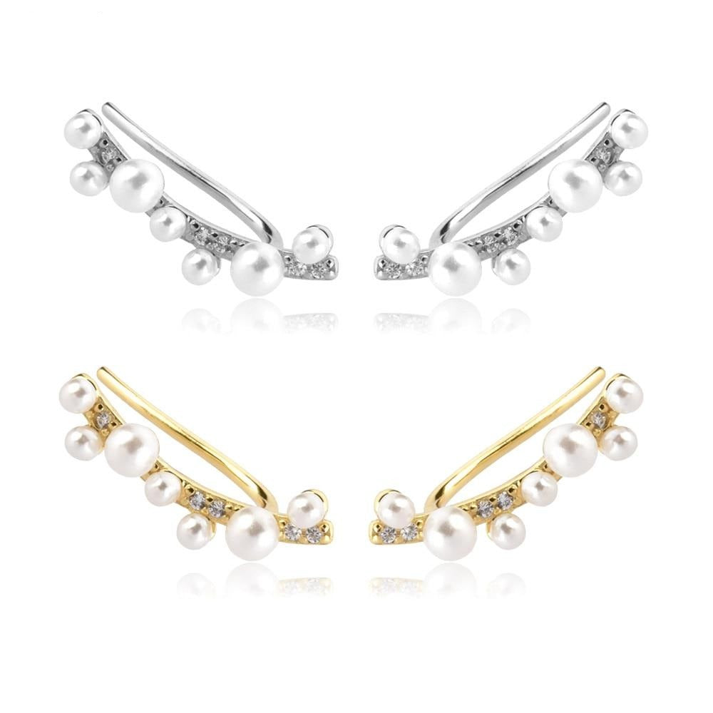 Pearl Studded Climber Earrings